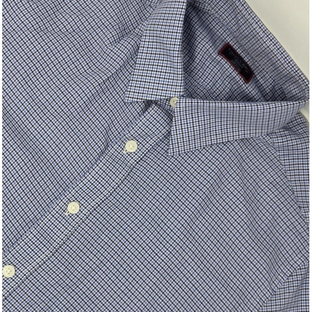 Untuckit Shirt Men's Medium Slim Blue Check Plaid Button Up Long Sleeve Ansellmo
